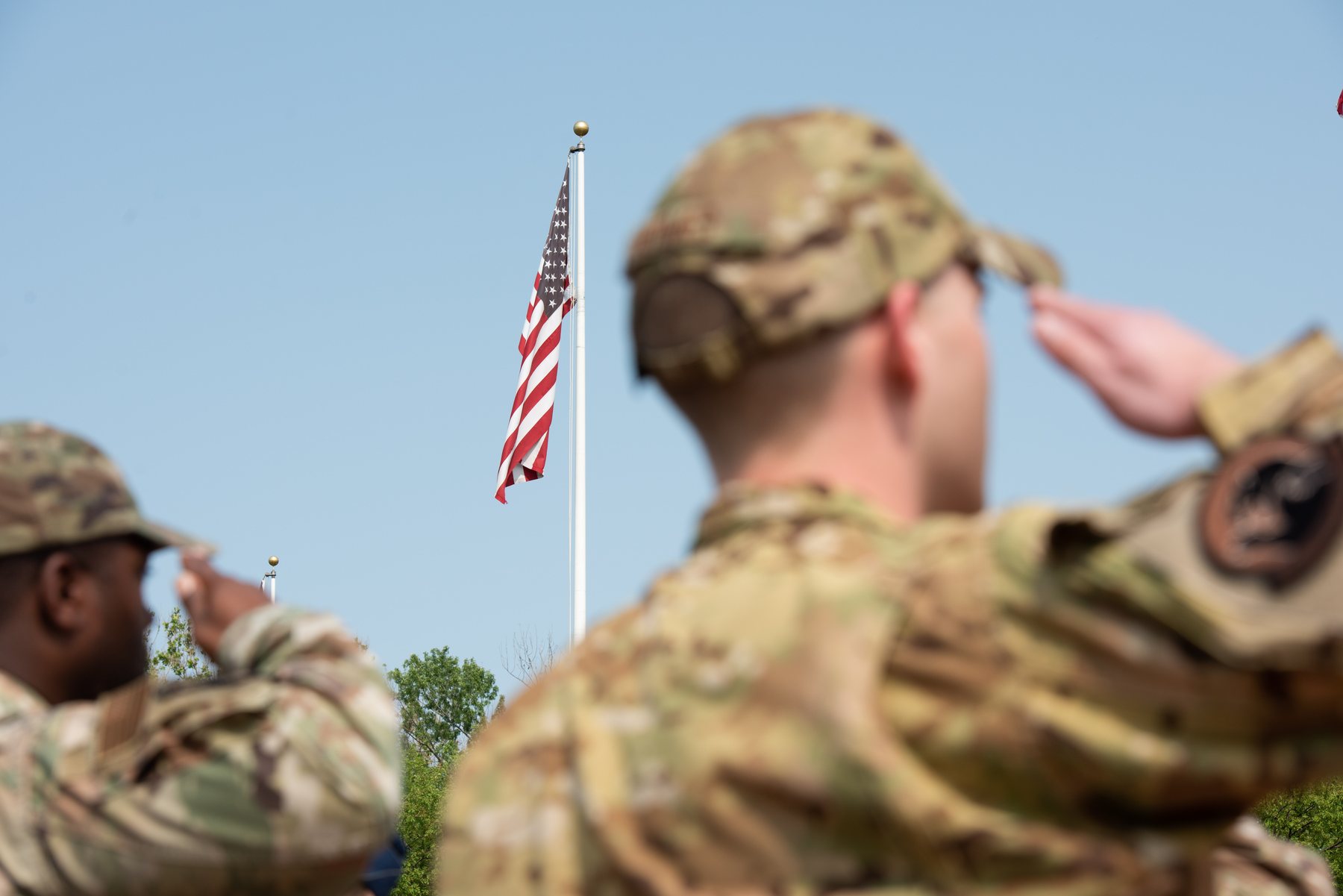 American flag displayed with Calvert mission aircraft