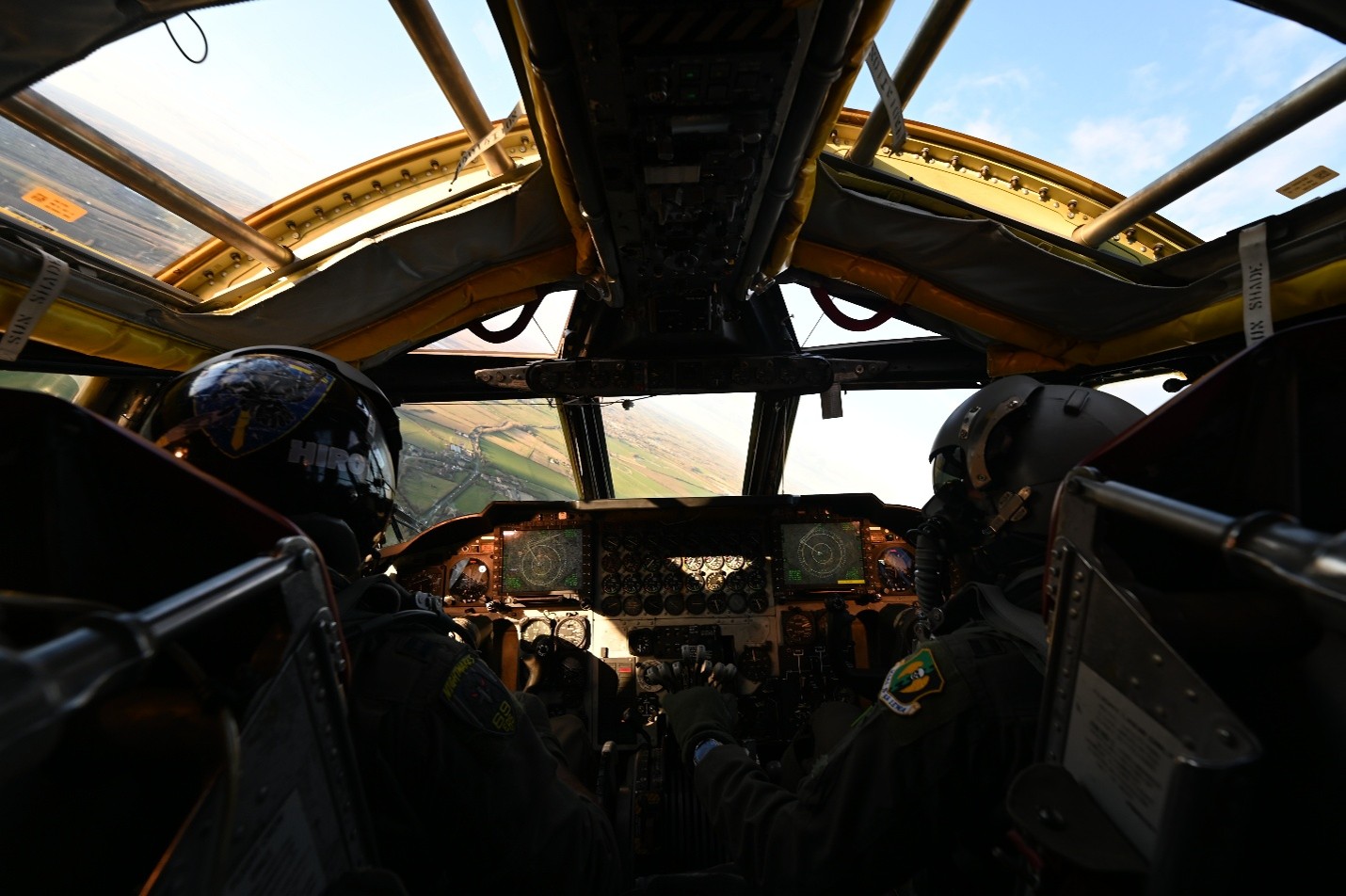 Pilots working together in an aircraft cockpit